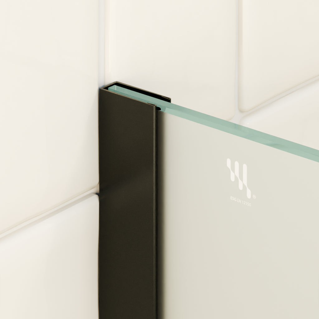OLIVIA - Painel de Duche Walk-In em Vidro Fosco 10mm com Perfil e Barra Estabilizadora Preto