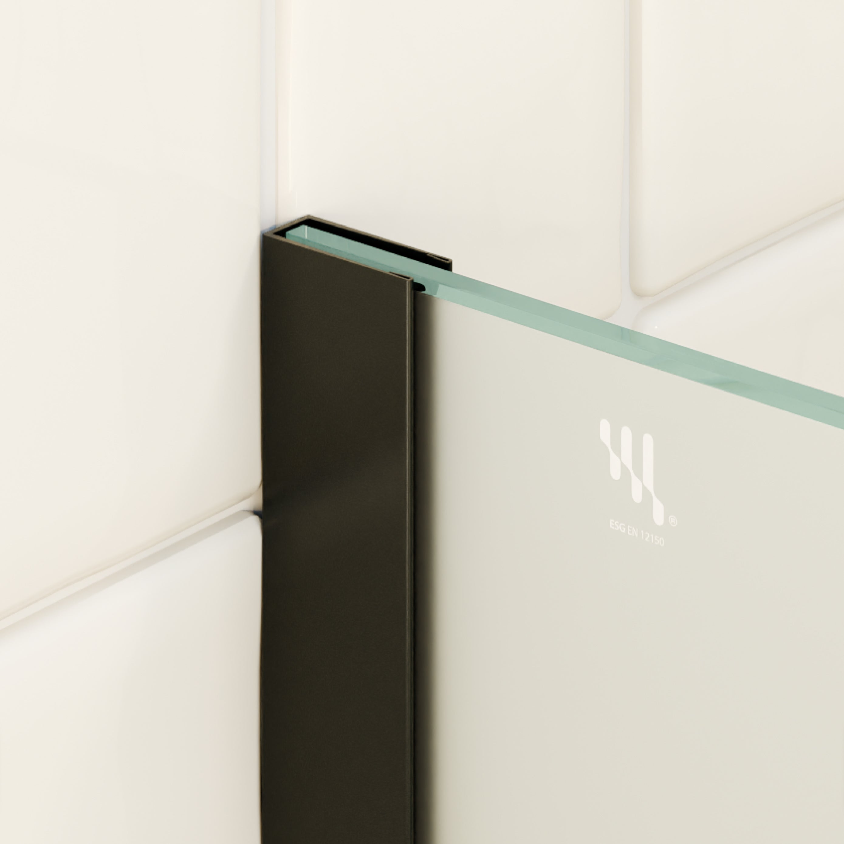 OLIVIA - Painel de Duche Walk-In em Vidro Fosco 10mm com Perfil e Barra Estabilizadora Preto