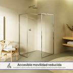 GIANNA – Painel de Duche Walk-In com 2 Painéis em Vidro Temperado e Perfil Cromado com Barra Estabilizadora