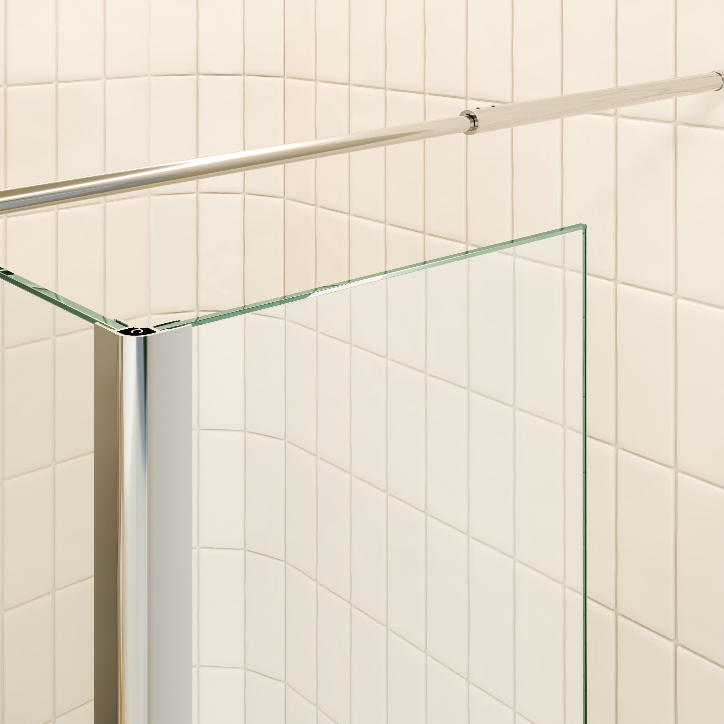 FIONA - Painel de Duche Walk-In com Painel Lateral Fixo 40 cm a 90º em Vidro Transparente 10mm com Perfil e Barra Estabilizadora Cromado