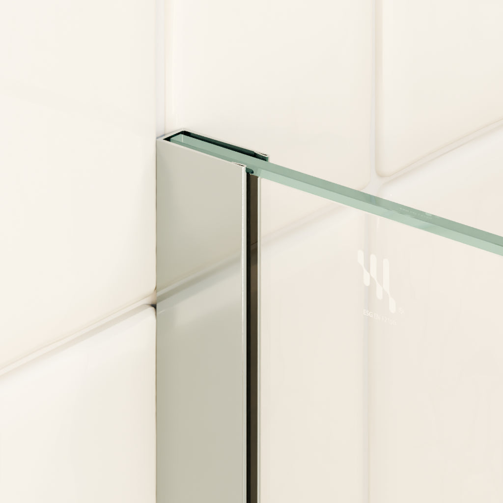 FIONA - Painel de Duche Walk-In em Vidro Transparente 10mm com Perfil e Barra Estabilizadora Cromado