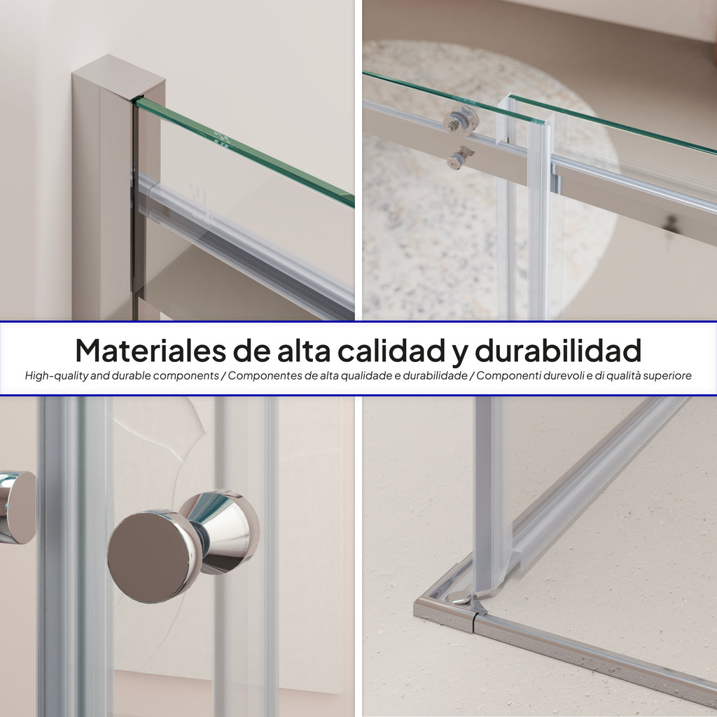 ANNA - Cabine de duche de entrada de canto com portas de correr em vidro temperado de 8mm