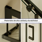 DIANA - Cabine de duche de entrada de canto portas de correr em vidro temperado e perfis pretos