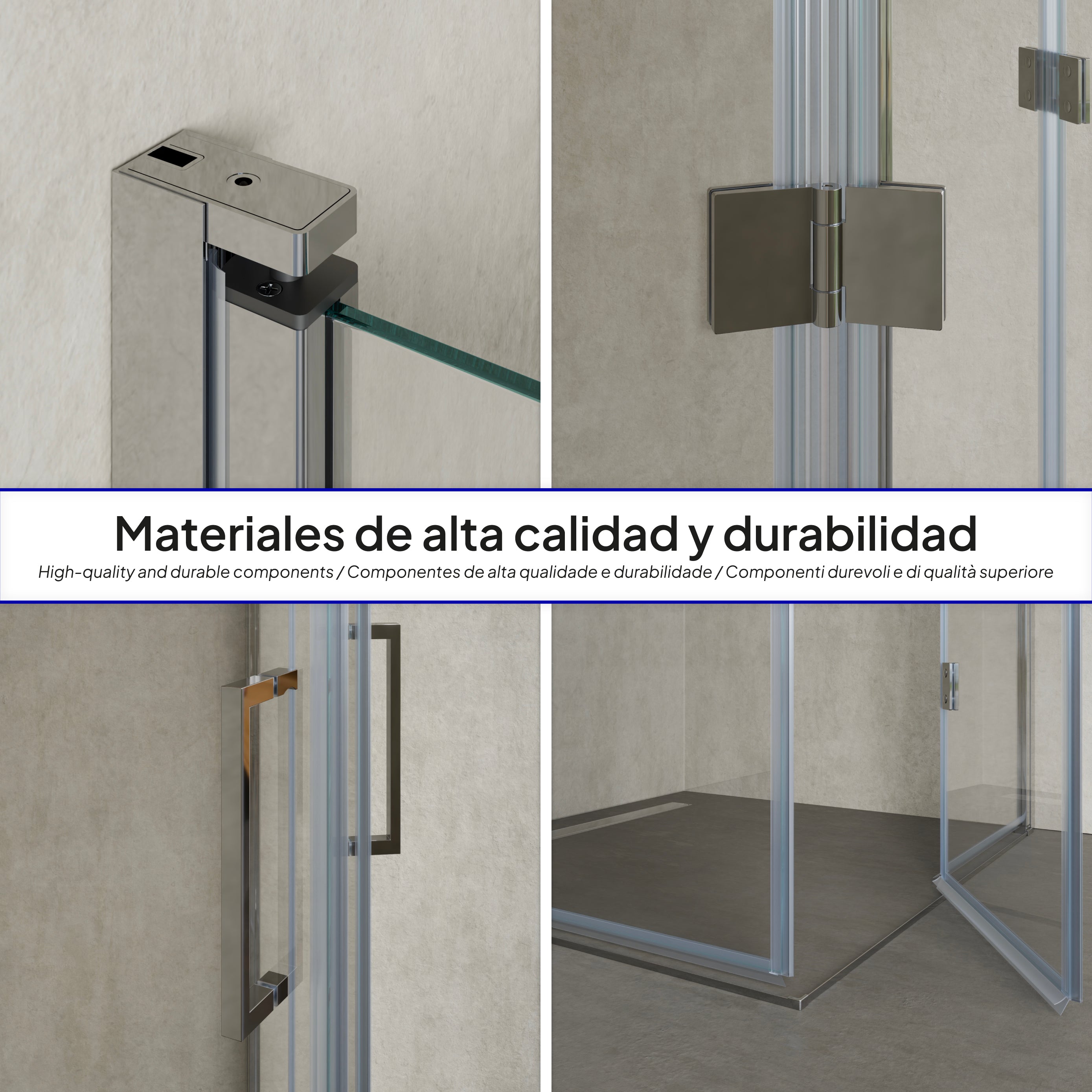 BELLE - Cabine de duche de entrada de canto com portas dobráveis em vidro temperado