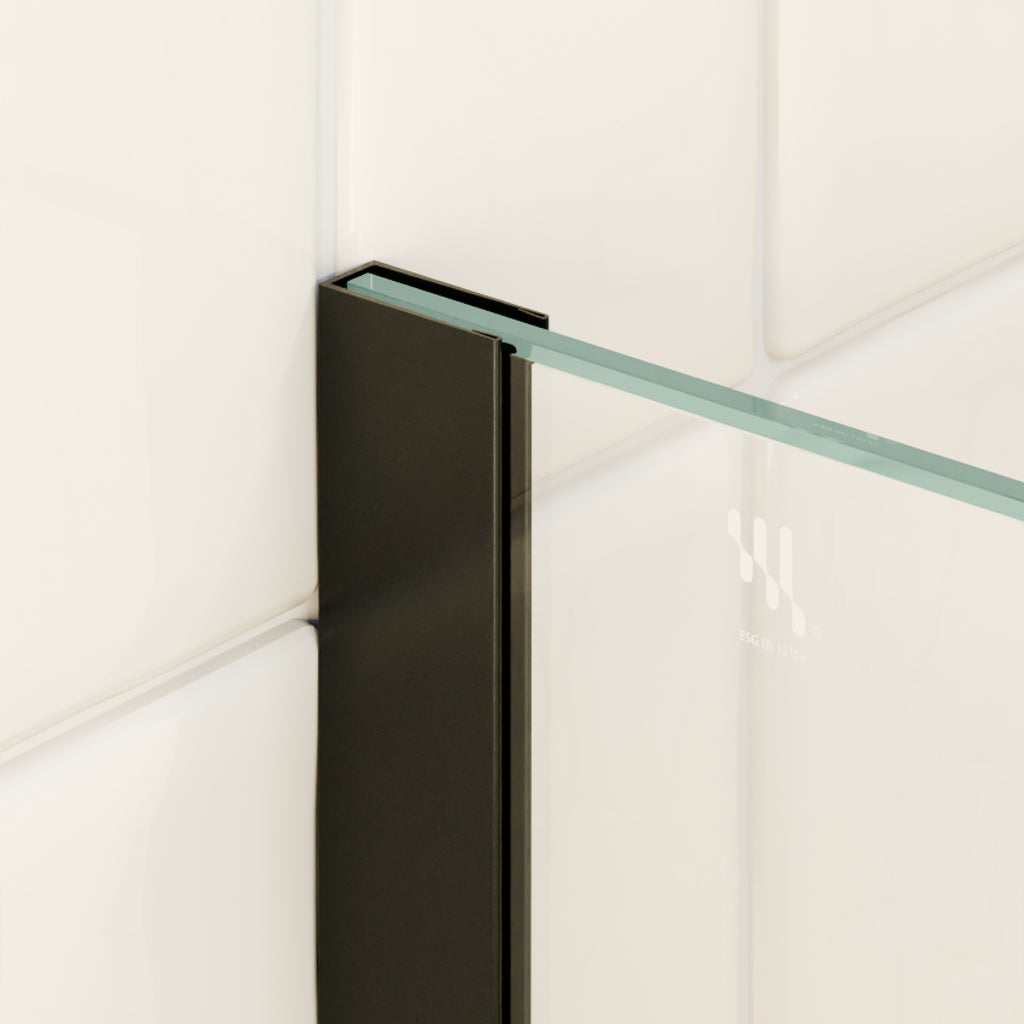 OLIVIA - Painel de Duche Walk-In em Vidro Meio Fosco 10mm com Perfil e Barra Estabilizadora Preto