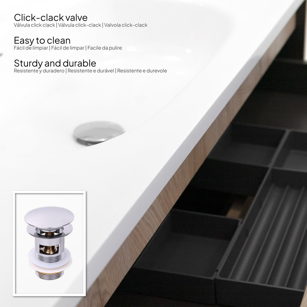 Vesta – Móvel de Lavatório Suspenso 100 cm com 2 Gavetas Soft-Close