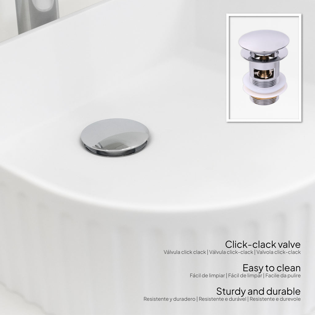 Maia – Móvel de Lavatório Suspenso com Gavetas Soft-Close | 90 cm | Branco Acanalado