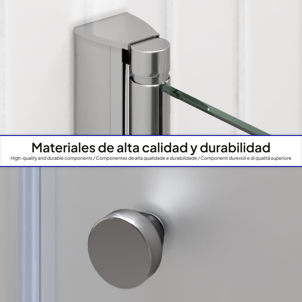 LENA - Frontal de duche com portas dobráveis em vidro temperado meio fosco