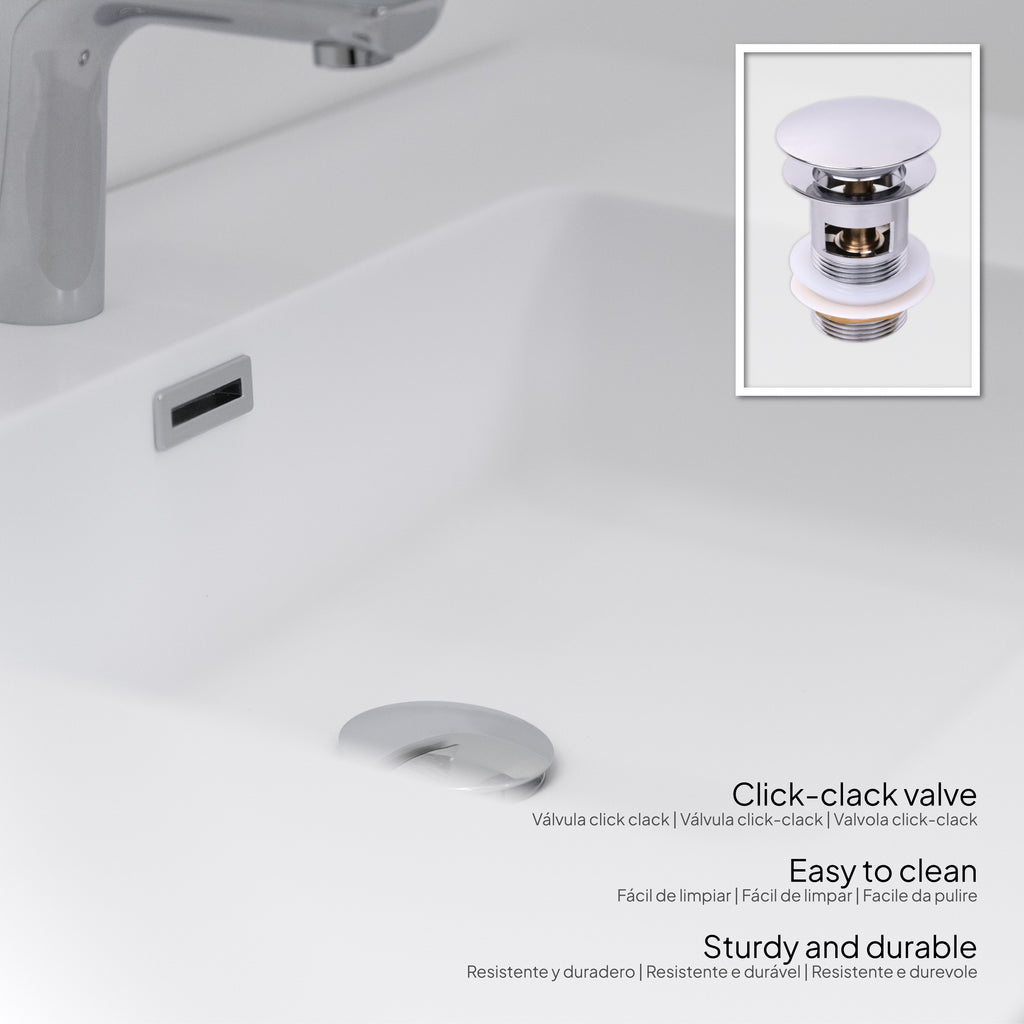 Hebe – Móvel de Lavatório Suspenso 90 cm Branco Mate/Carvalho com Soft-Close