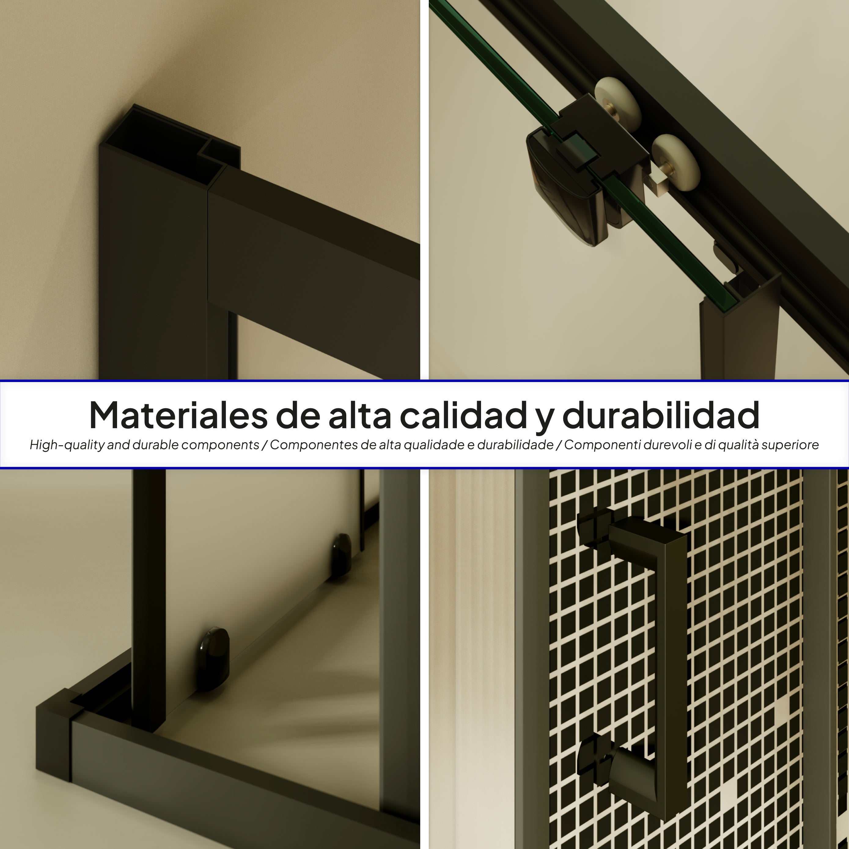 DIANA - Cabine de duche de entrada de canto com portas de correr em vidro temperado aos quadrados