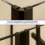 ALICE - Cabine de duche de canto com portas articuladas em vidro temperado e perfis pretos