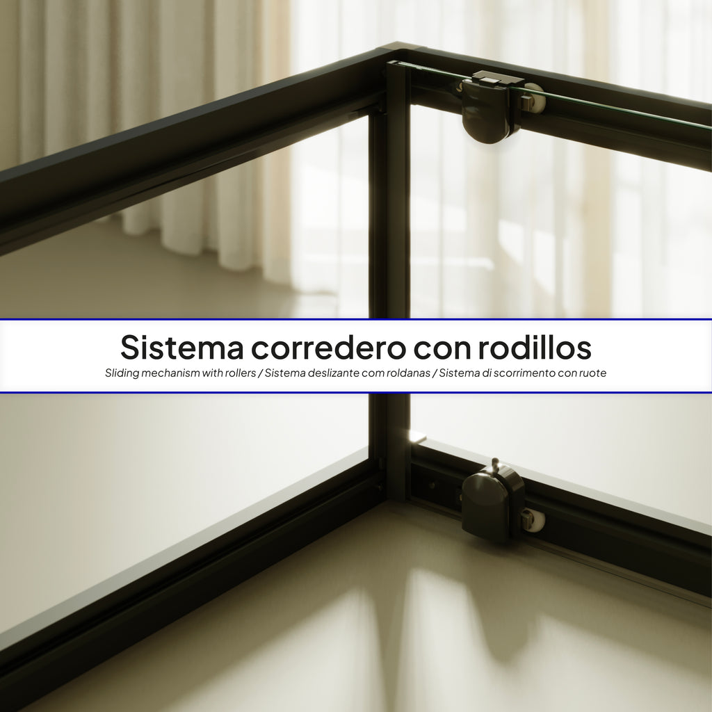 DORA - Cabine de duche com portas de correr em vidro temperado e com perfis em preto