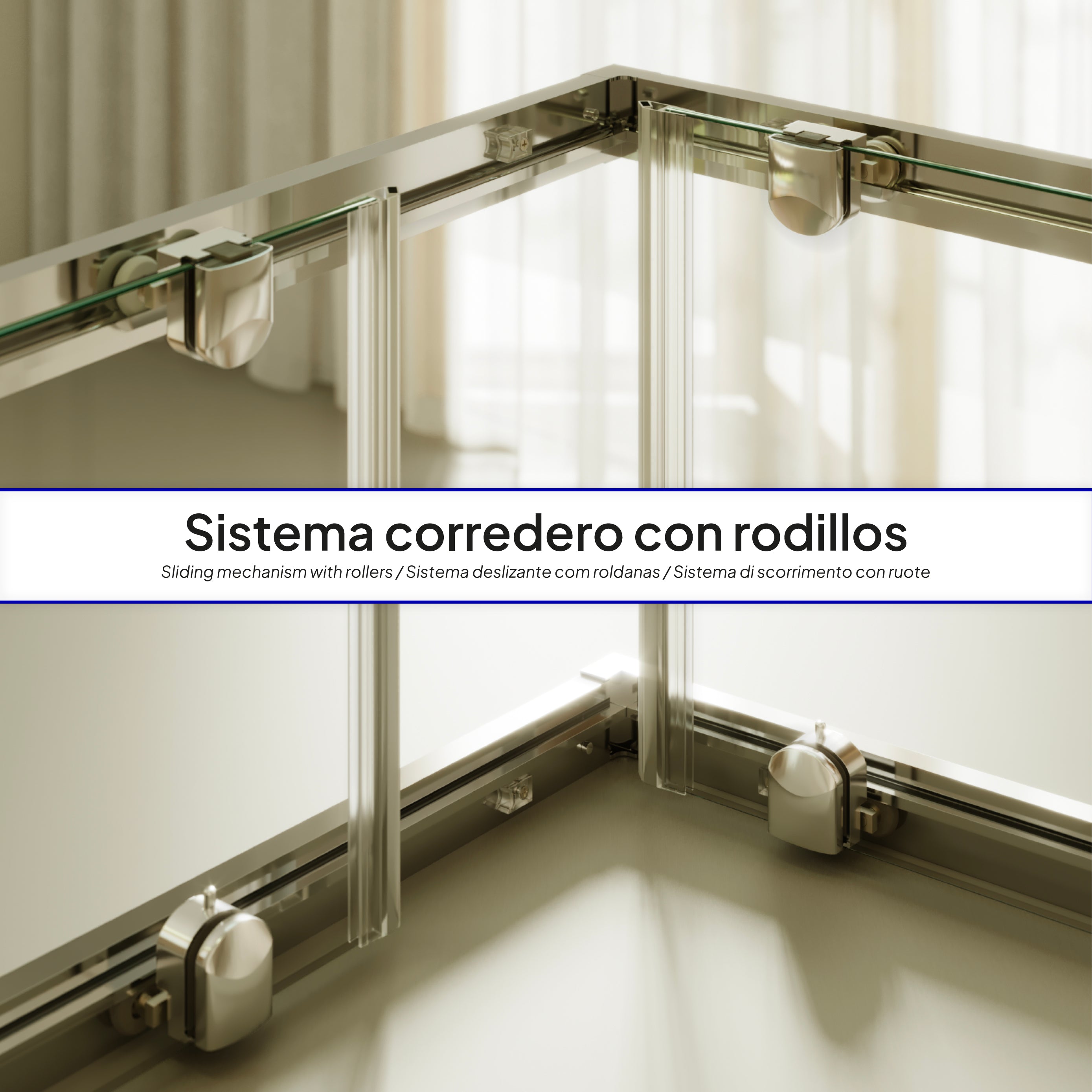 DIANA - Cabine de duche de entrada de canto com portas de correr em vidro temperado