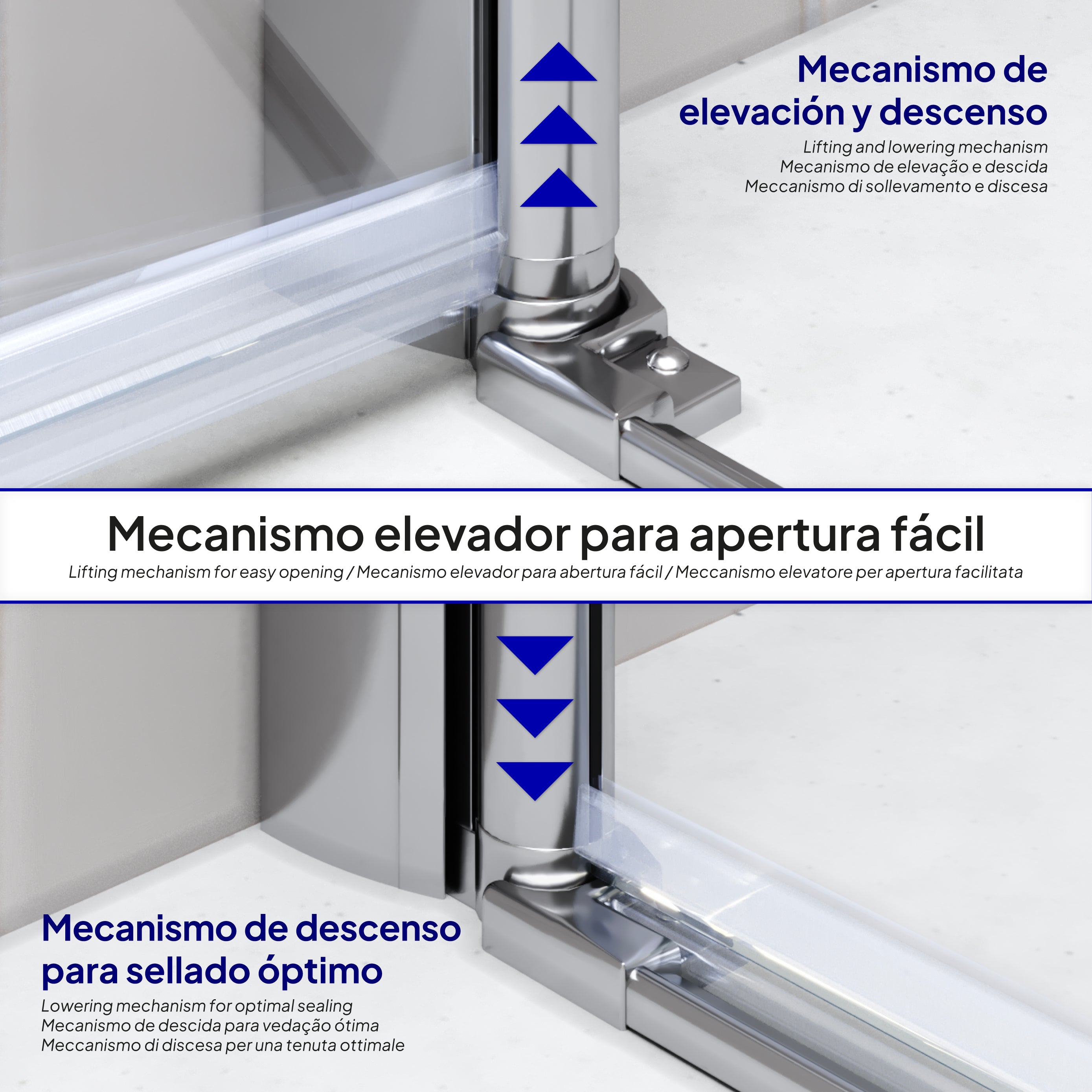 EMMA - Cabine de Duche (70-120 cm x 180-190 cm) com Vidro Transparente 6mm - Entrada de Canto, Portas articuladas e Perfis em Inox