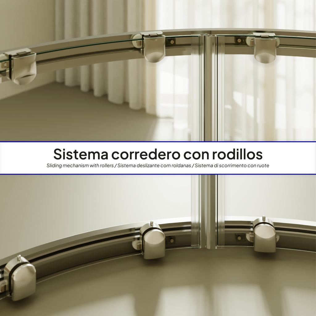 ELLA - Cabine de duche de quadrante em vidro transparente , portas deslizantes e perfis em aluminio