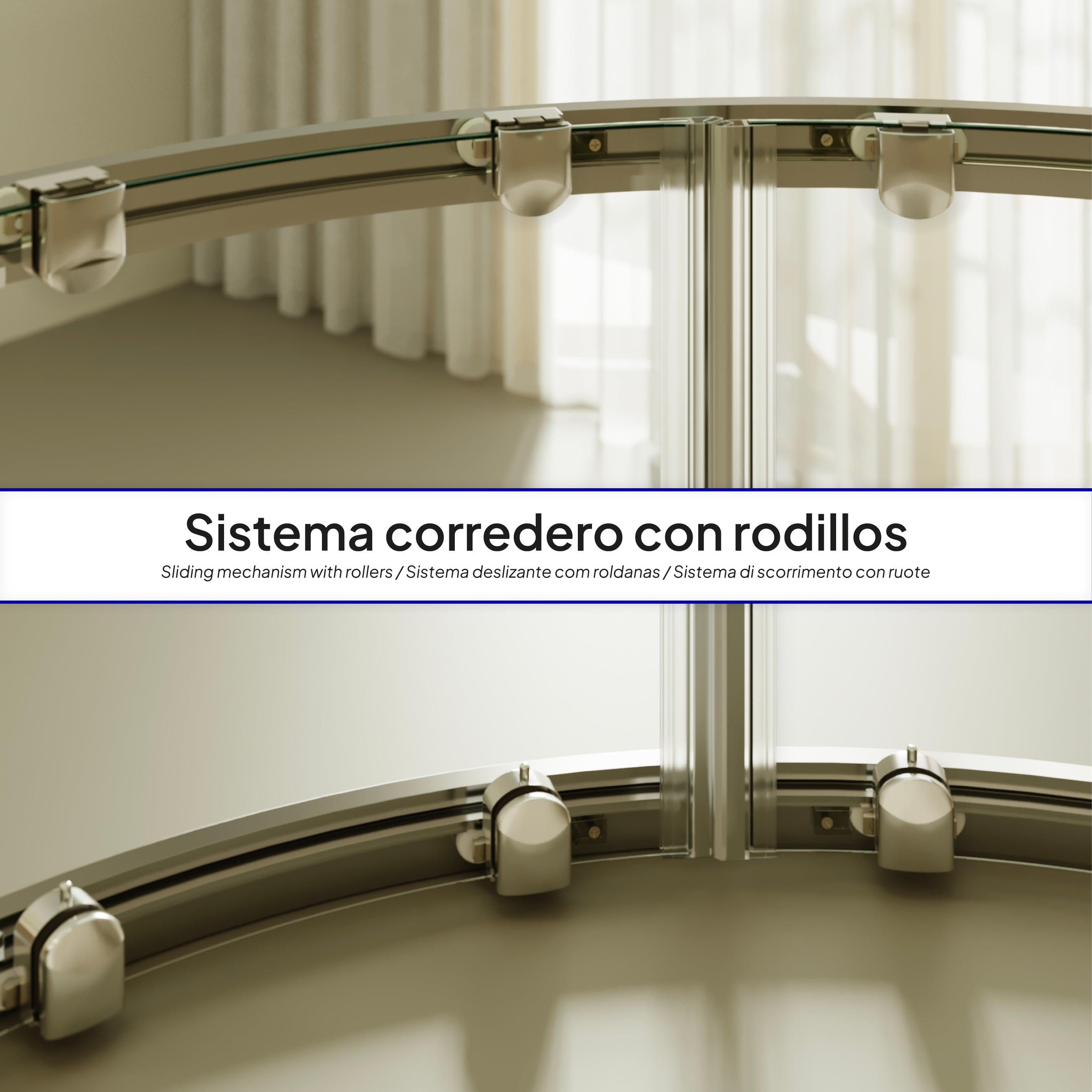 ELLA - Cabine de duche de quadrante em vidro transparente , portas deslizantes e perfis em aluminio