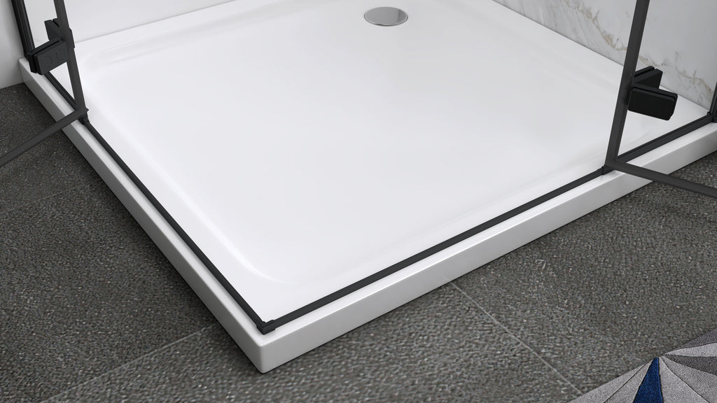 JAYLA - Cabine de duche reversível, portas de abrir, vidro 6mm e perfis pretos