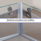 ANNA - Cabine de duche de entrada de canto com portas de correr em vidro temperado de 8mm