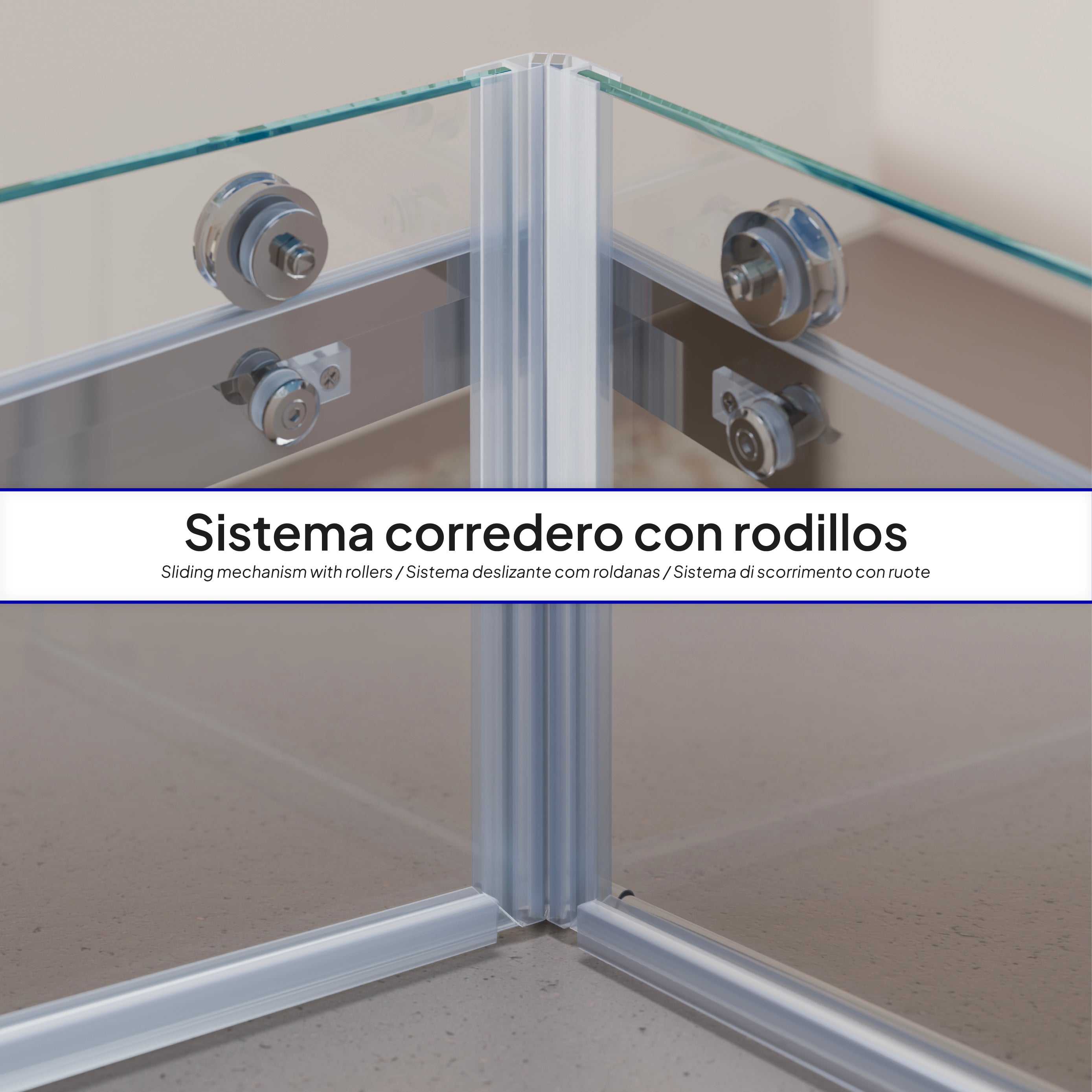 ANNA - Cabine de duche de entrada de canto com portas de correr em vidro temperado de 8mm