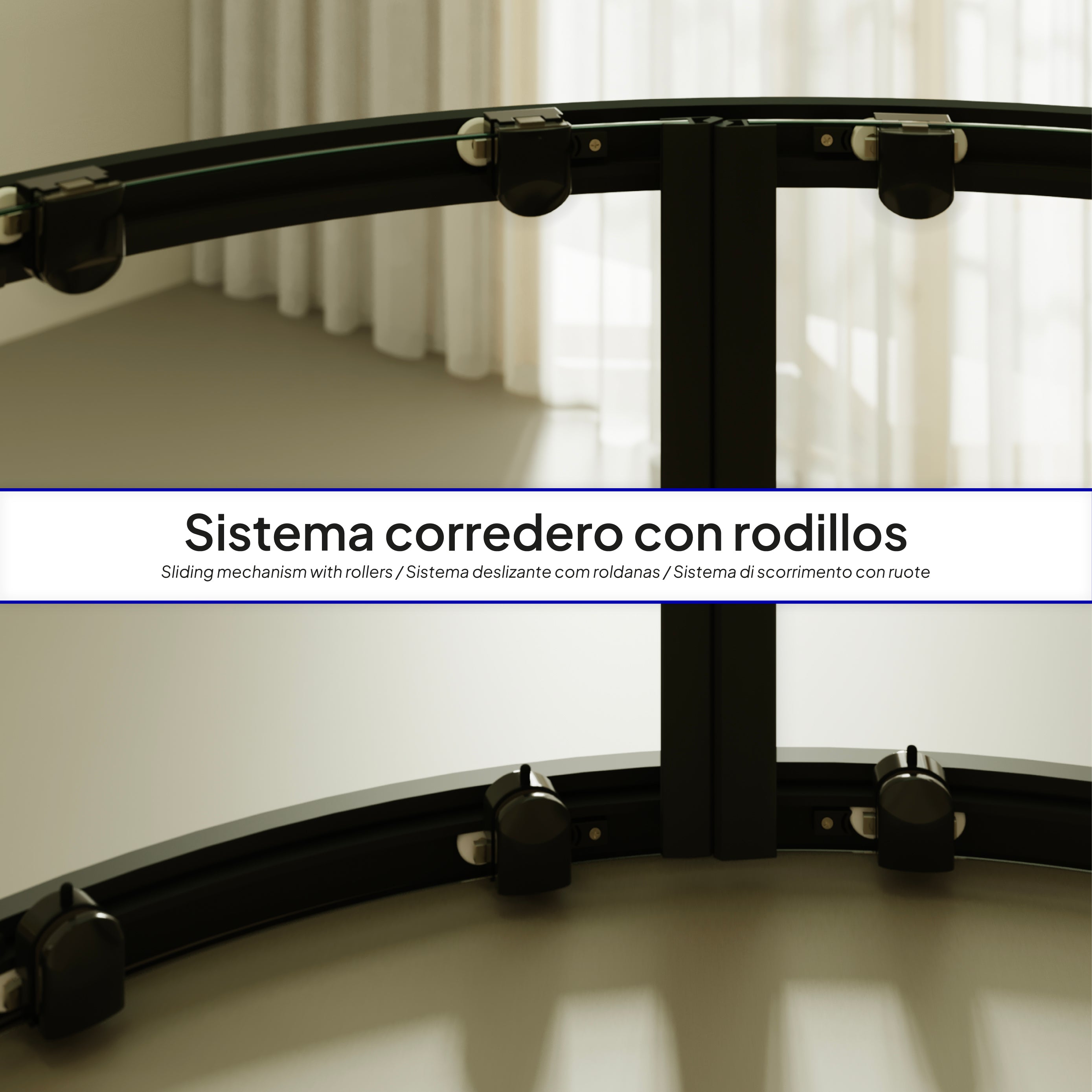 ELLA - Cabine de duche de quadrante em vidro transparente , portas deslizantes e perfis em preto