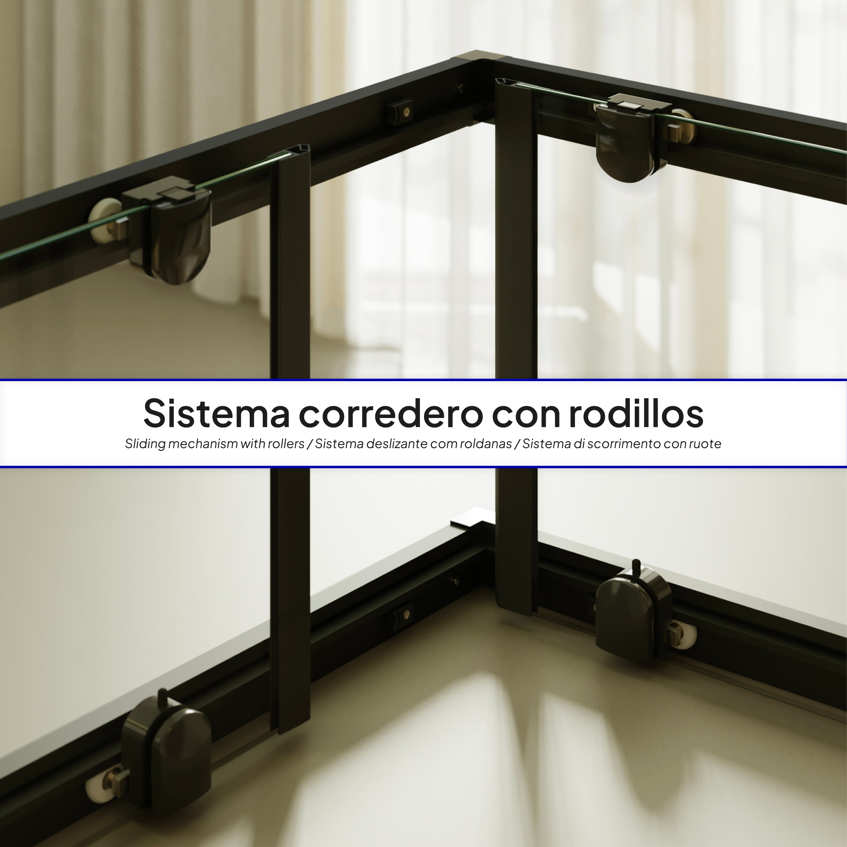 DIANA - Cabine de duche de entrada de canto com portas de correr em vidro meio fosco