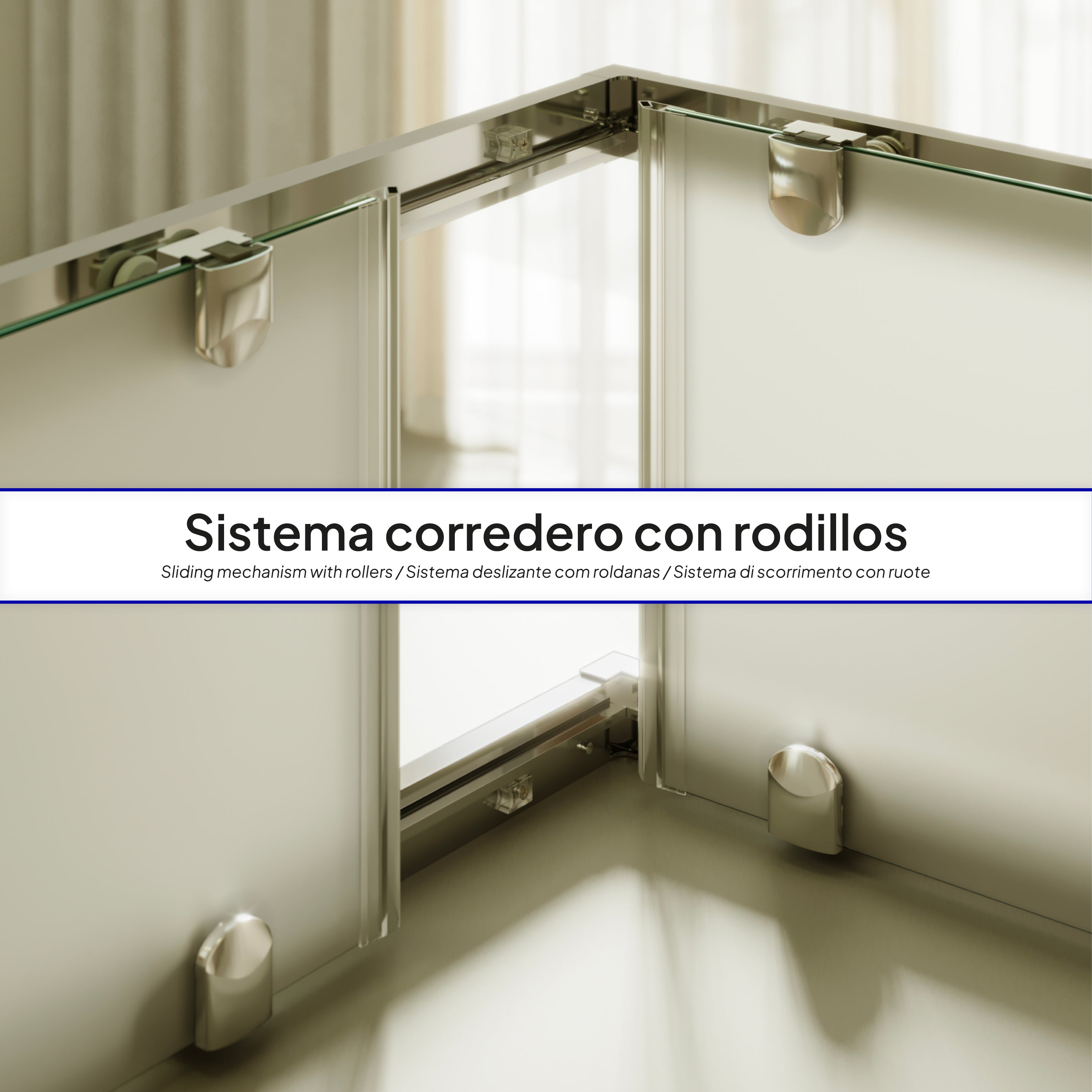 DIANA - Cabine de duche de entrada de canto com portas de correr em vidro temperado fosco