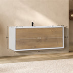 Hebe – Móvel de Lavatório Suspenso 90 cm Branco Mate/Carvalho com Soft-Close