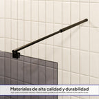 OLIVIA - Painel de Duche Walk-In em Vidro Escuro 10mm com Perfil e Barra Estabilizadora Preto