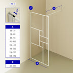 GIANNA - Painel de Duche Walk-In em Vidro Temperado c/ Blocos, Perfil Branco e Barra Estabilizadora