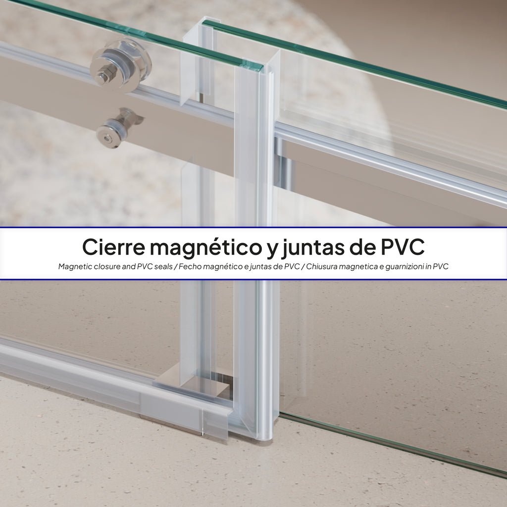 VIOLA - Frontal de duche com porta de correr em vidro temperado de 8 mm - Vários tamanhos