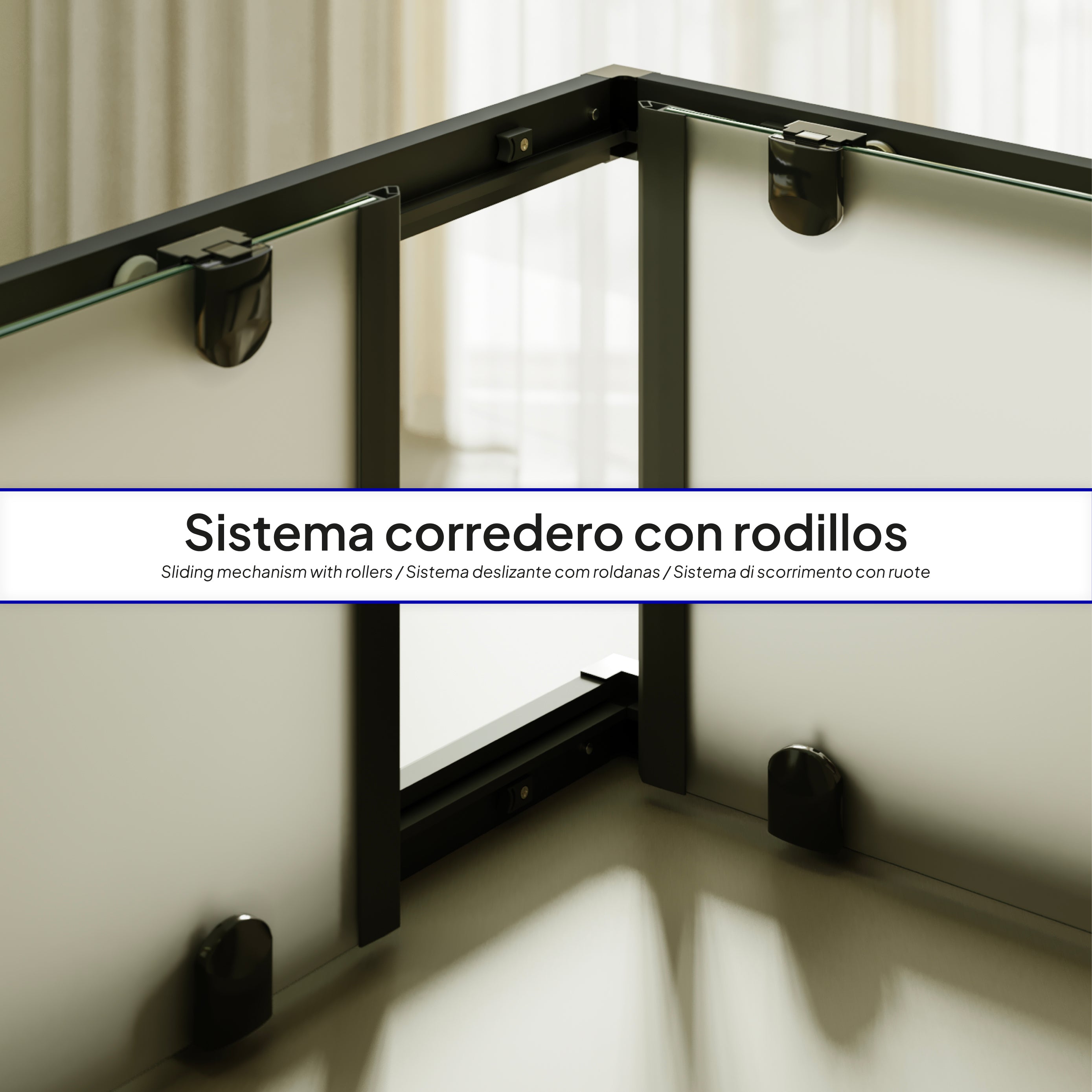 DIANA - Cabine de duche de entrada de canto com portas de correr em vidro fosco temperado