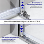 EMMA - Cabine de Duche (70-120 cm x 180-190 cm) com Vidro Meio Fosco 6mm - Entrada de Canto, Portas articuladas e Perfis em Inox