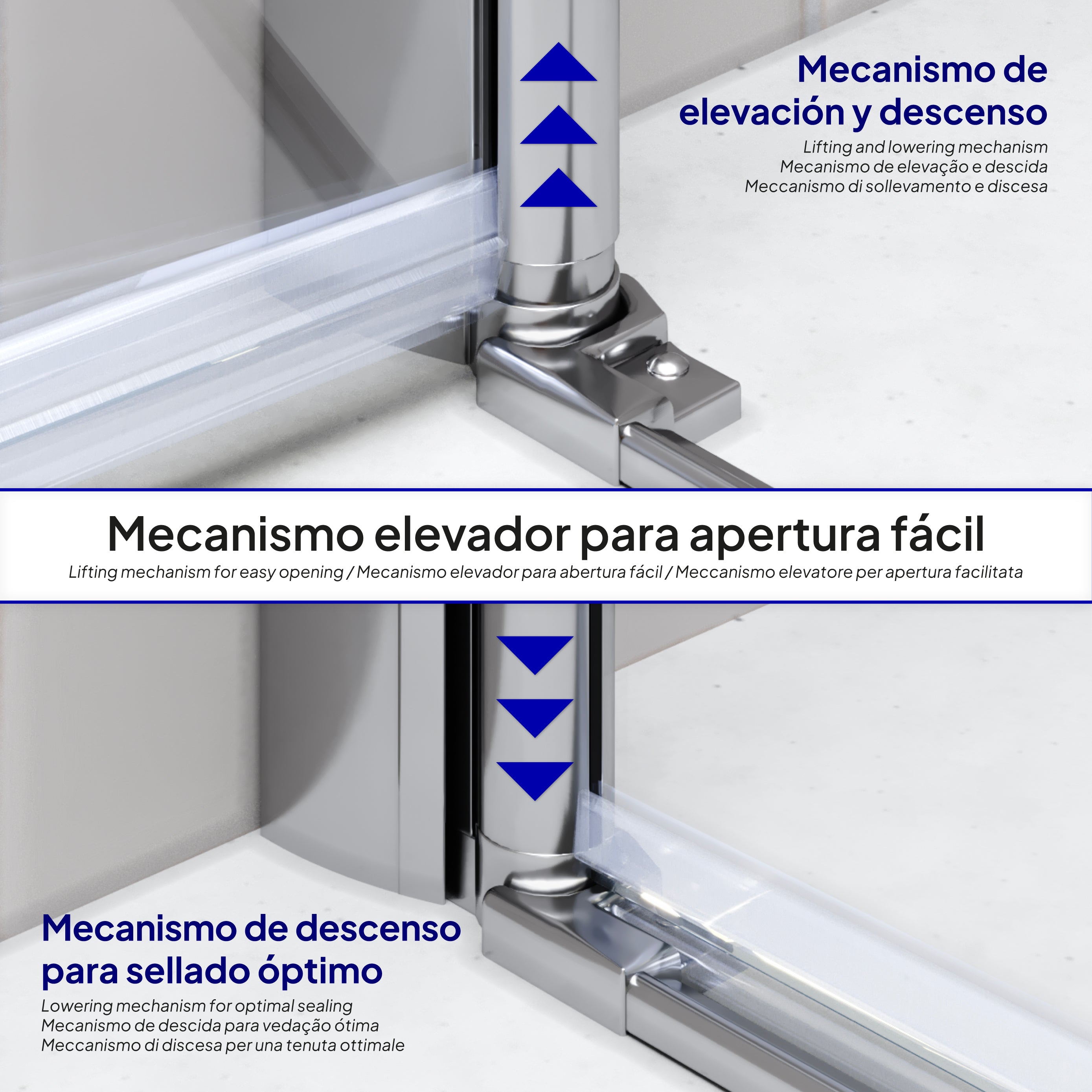EMMA - Cabine de Duche (70-120 cm x 180-190 cm) com Vidro Meio Fosco 6mm - Entrada de Canto, Portas articuladas e Perfis em Inox