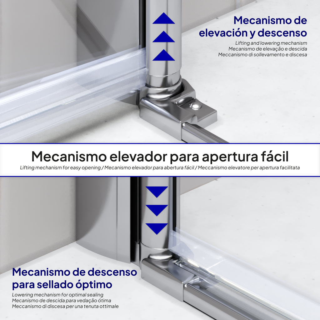 LIMA - Frontal de duche em vidro temperado transparente de 6 mm e portas batentes