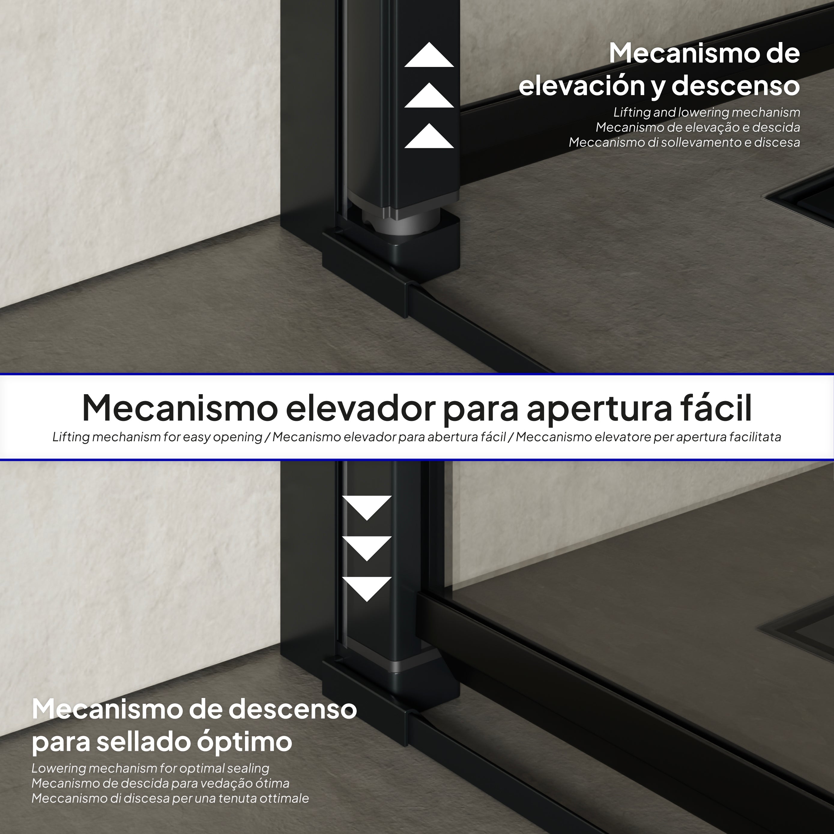 BELLE - Cabine de duche de entrada de canto com portas dobráveis em vidro temperado e perfis pretos