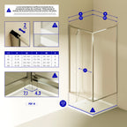 ISADORA - Cabine de duche de entrada frontal com portas articuladas em vidro temperado e perfis cromados