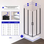 ALINA - Cabine de duche de entrada de canto com portas dobráveis em vidro temperado e perfis pretos