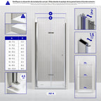 MILA - Porta dobrável em vidro temperado de 6 mm - Vários tamanhos