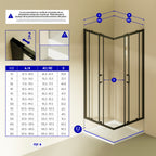 DIANA - Cabine de duche de entrada de canto portas de correr em vidro temperado e perfis pretos