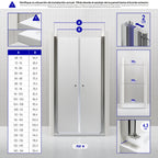 LIMA - Frontal de duche em vidro temperado fosco de 6 mm - Portas batentes