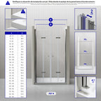 LENA - Frontal de duche com portas dobráveis em vidro temperado