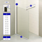 OLIVIA - Painel de Duche Walk-In em Vidro Fosco 10mm com Perfil e Barra Estabilizadora Preto