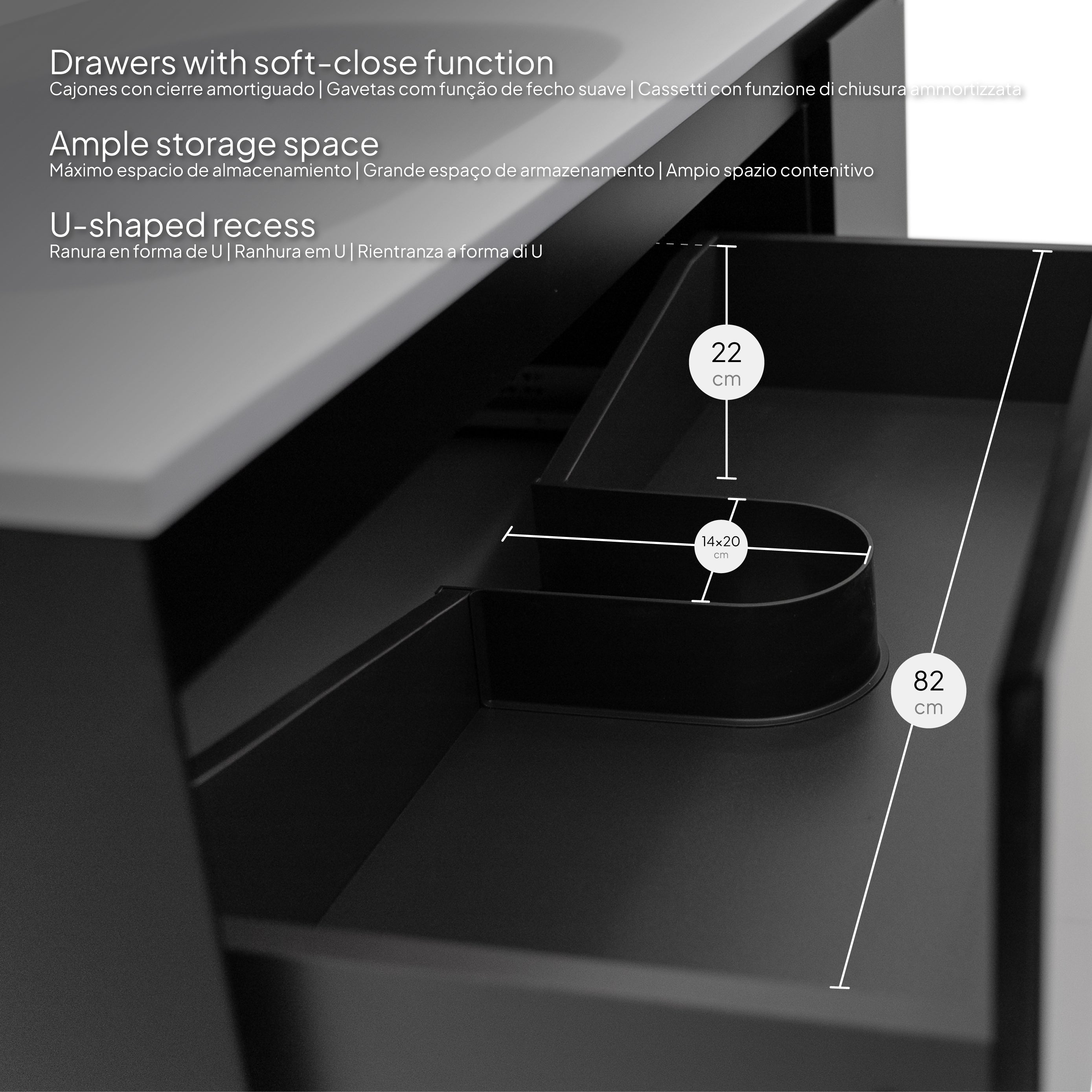 Dafne – Móvel de Lavatório Suspenso 120 cm em Preto Mate com Soft-Close
