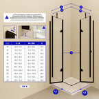 ALICE - Cabine de duche de canto com portas articuladas em vidro temperado e perfis pretos