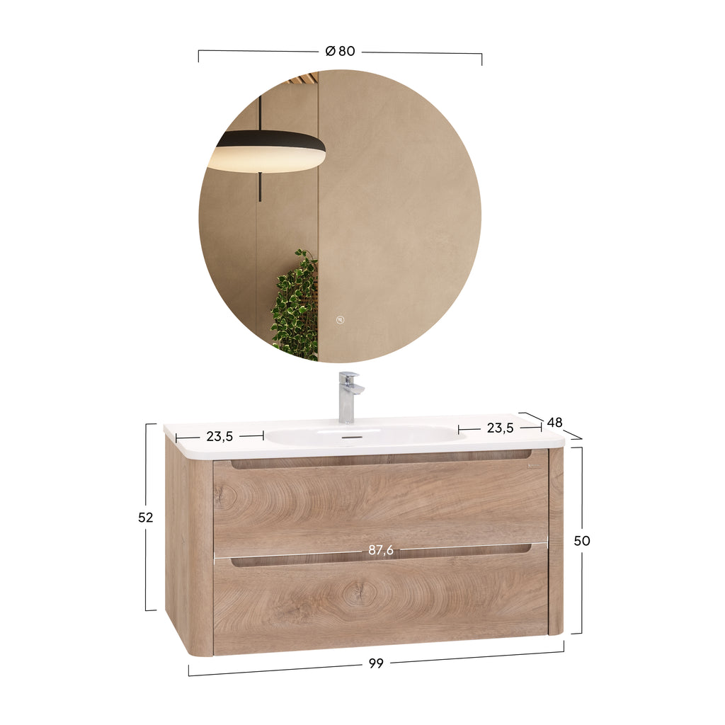 Vesta - Conjunto de Casa de Banho Suspenso - Disponível em 100 cm