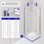 EMMA - Cabine de Duche (70-120 cm x 180-190 cm) com Vidro Transparente 6mm - Entrada de Canto, Portas articuladas e Perfis em Inox