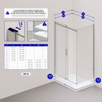VIOLA - Cabine de duche com porta de correr em vidro temperado de 8mm com altura de 200cm