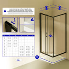 DORA - Cabine de duche com portas de correr em vidro temperado e com perfis em preto