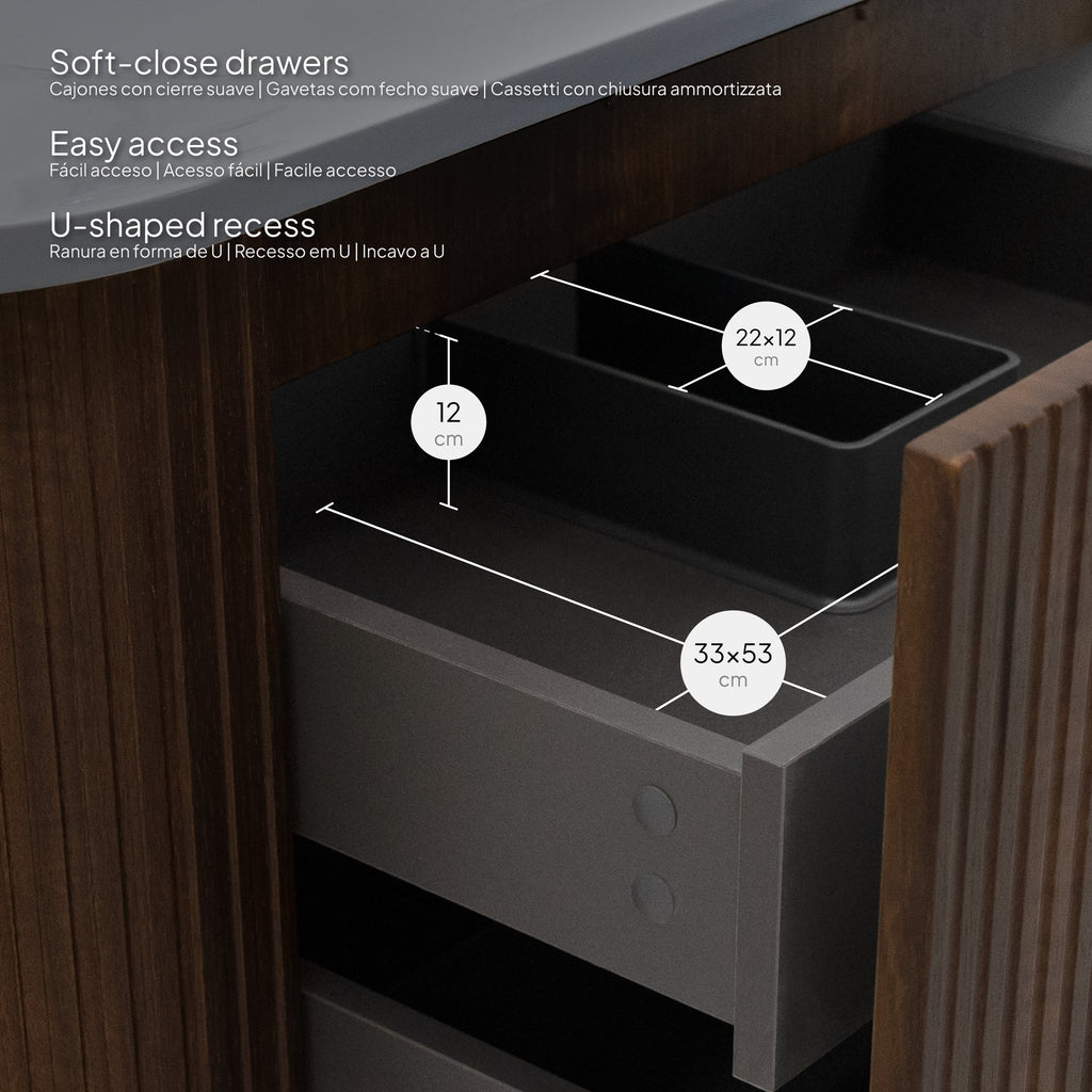 Maia Plus – Móvel de Lavatório Suspenso com Gavetas Soft-Close | 90 cm