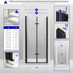 MILA - Porta dobrável em vidro temperado de 6mm com perfis pretos - Vários Tamanhos